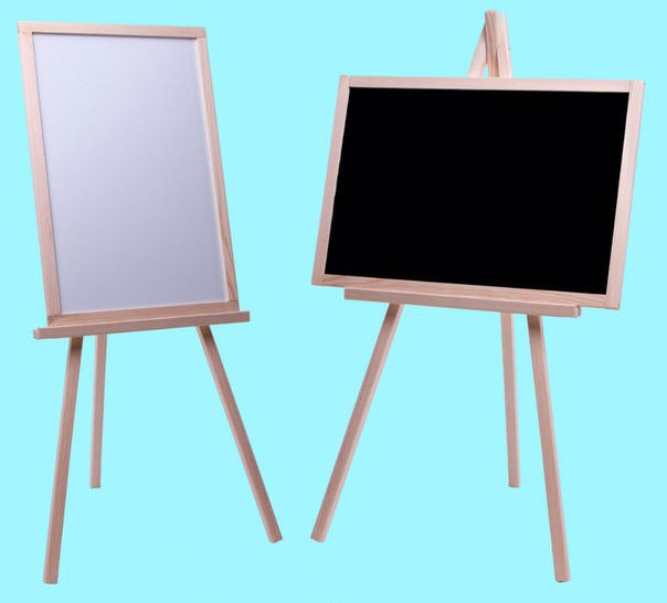 Мольберт двосторонній магнітний на 3-х ніжках, дошка для малювання крейдою, маркером і для магнітів 3в1., фото 1