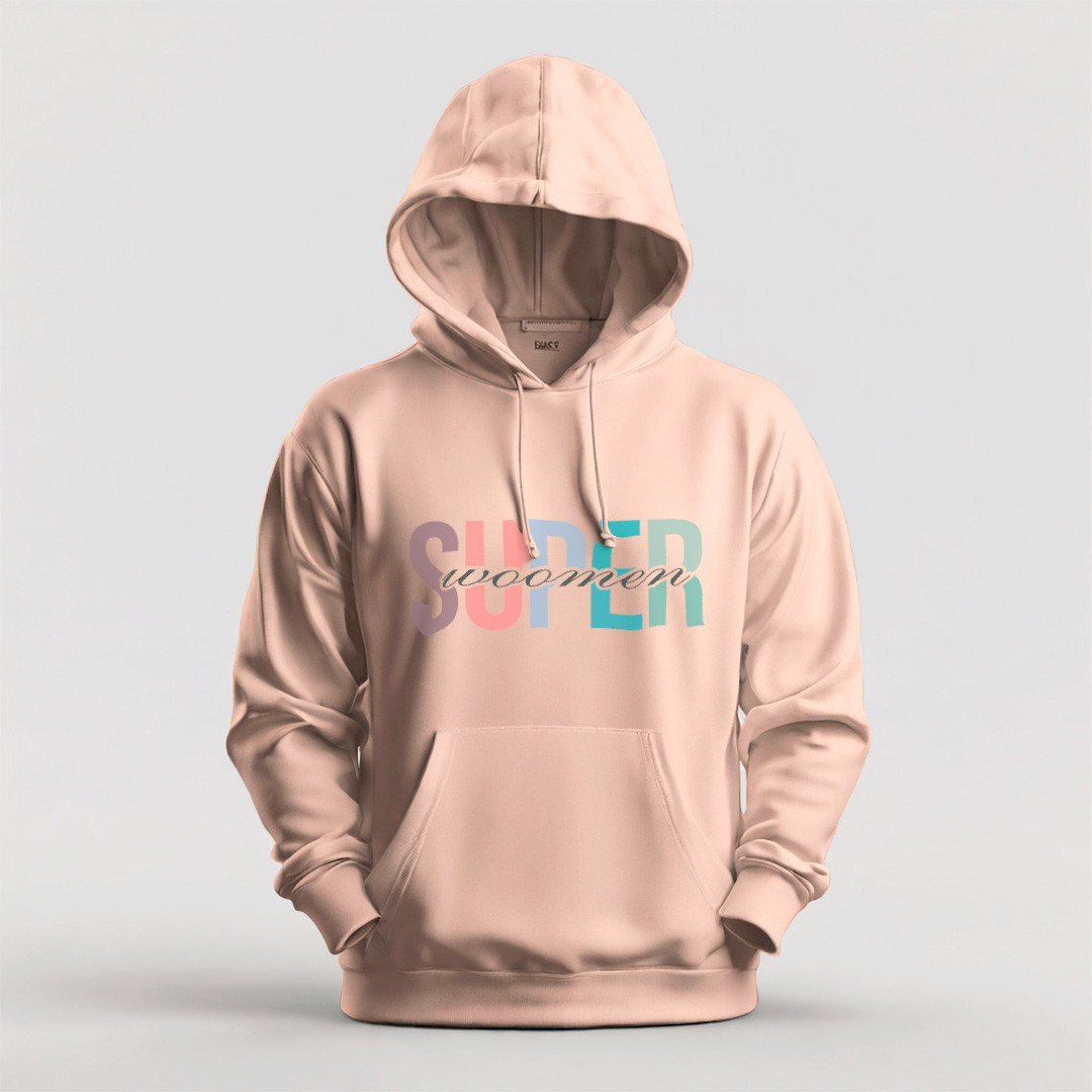 Худі утеплене унісекс Stedman з принтом SUPER WOOMAN XS бежеве, фото 1