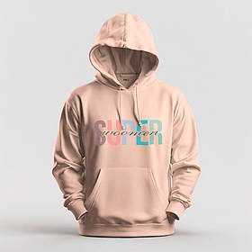 Худі утеплене унісекс Stedman з принтом SUPER WOOMAN  XS бежеве