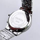 Жіночий наручний годинник Guess (Гес) сріблясті з чорним циферблатом, римські цифри, дата - код 2456а, фото 4