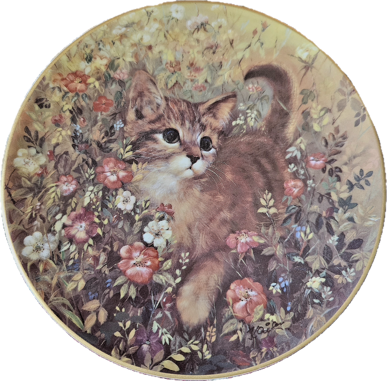 Порцелянова колекційна тарілка Kaiser Кішка Мізі на полюванні, фото 1