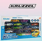 Набір металевих машинок Kruzzel 20352 – 16 шт | Масштаб 1:64 | Іграшки для хлопчиків і дівчаток, фото 3