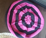 Шапка жіноча плетена 54-60 чорно-малінова Solar, фото 2