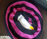 Шапка жіноча плетена 54-60 чорно-малінова Solar, фото 3