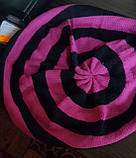 Шапка жіноча плетена 54-60 чорно-малінова Solar, фото 6