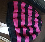 Шапка жіноча плетена 54-60 чорно-малінова Solar, фото 7