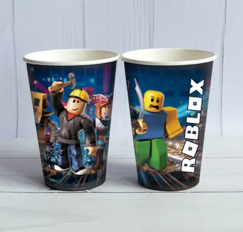 Стаканчики (Поштучно 250 мл) у стилі "Роблокс/ROBLOX" паперові одноразові (дитячий День народження) (роботи)