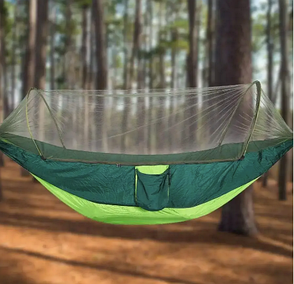 Кемпінговий нейлоновий гамак-спальник з москітною сіткою "Hammock" зелений, фото 1