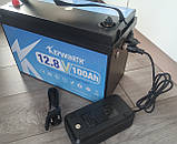 Акумулятор LiFePo4, 12V 100А батарея Kepworth з зарядним пристроєм, літій залізо фосфат BMS battery, фото 2