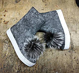 Жіночі чобітки валянки демісезонні з валяної вовни з помпоном ТМ Bona Mente, фото 5