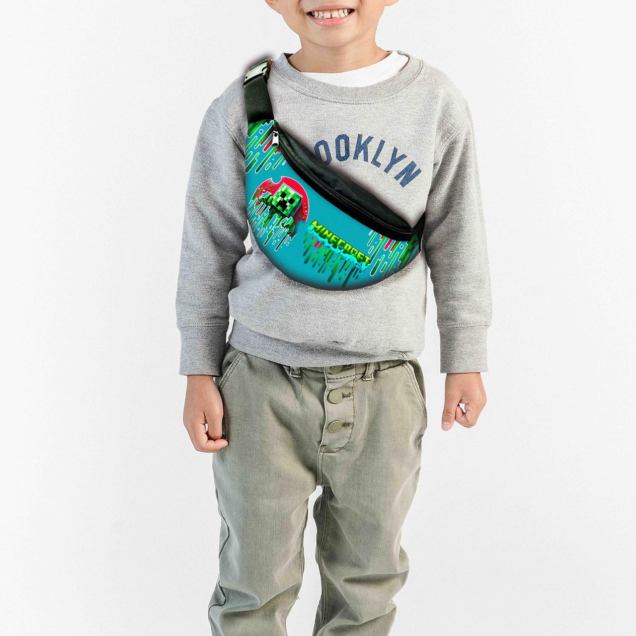 Сумка-бананка дитяча майнкрафт кпіпер "Minecraft" з принтом ,32х15см,сумка для хлопчика через плече (0645), фото 1