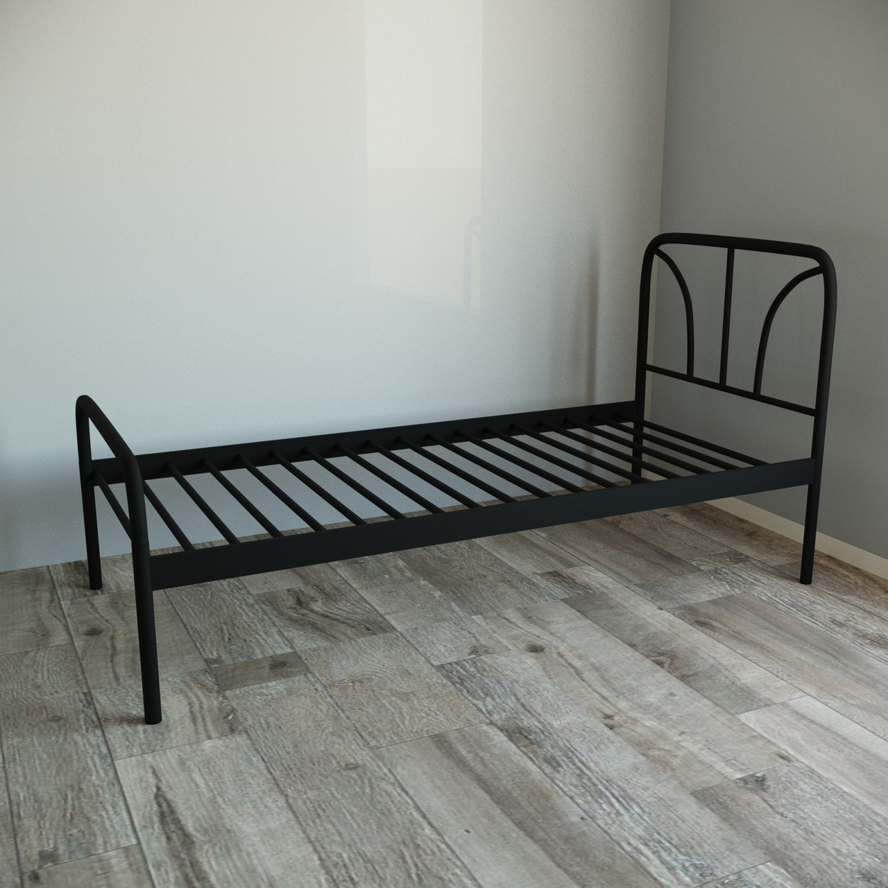 Ліжко Tobi Sho RELAX-1 односпальне металеве для дачі, готелів 200X80 Чорний