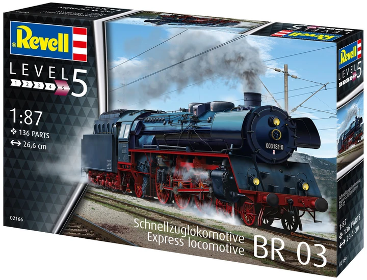 Збірна модель-копія Revell Експрес локомотив BR03 з тендером рівень 5 масштаб 1:87 (RVL-02166), фото 1