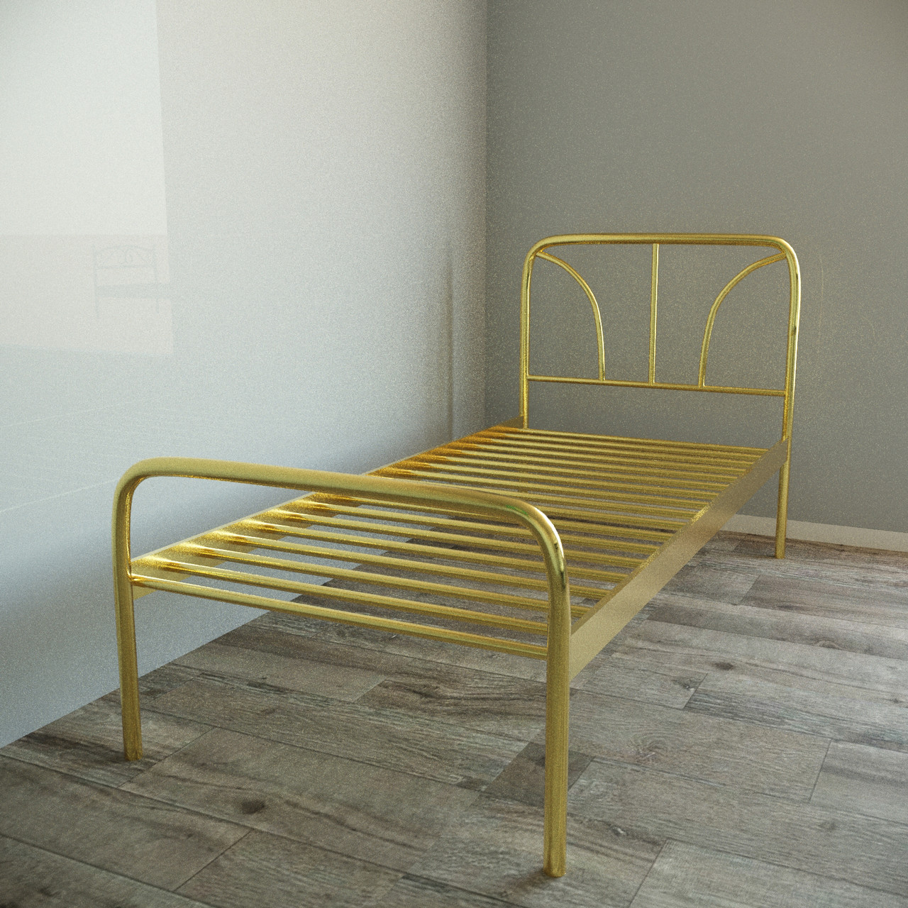 Ліжко Tobi Sho RELAX-1 односпальне металеве для дачі, готелів 200X80 Золотий, фото 1