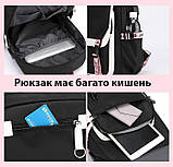 Великий шкільний портфель 45 см для дівчинки Аніме Куромі з USB / Водонепроникний рюкзак в школу на 5, 6, 7+ клас, фото 6