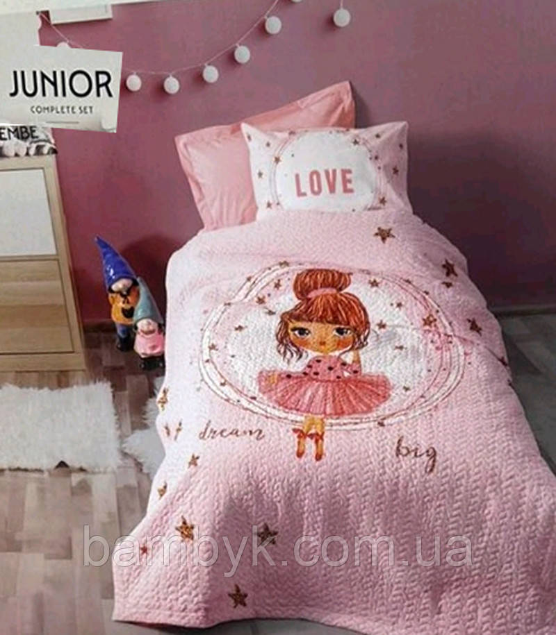 Постільна білизна полуторна 4 сезони Cotton Box "Jerry Pembe" стьобана підковдра бавовняна якісна Туреччина
