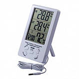 Годинник із дисплеєм температури та вологості повітря TA298, Хороша метеостанція, Кліматичний термометр DP-51, фото 6