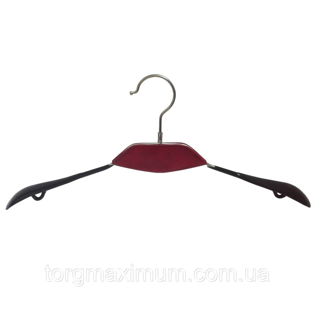 Плічка металева для верхнього одягу з коричневою дерев'яною вставкою, фото 1