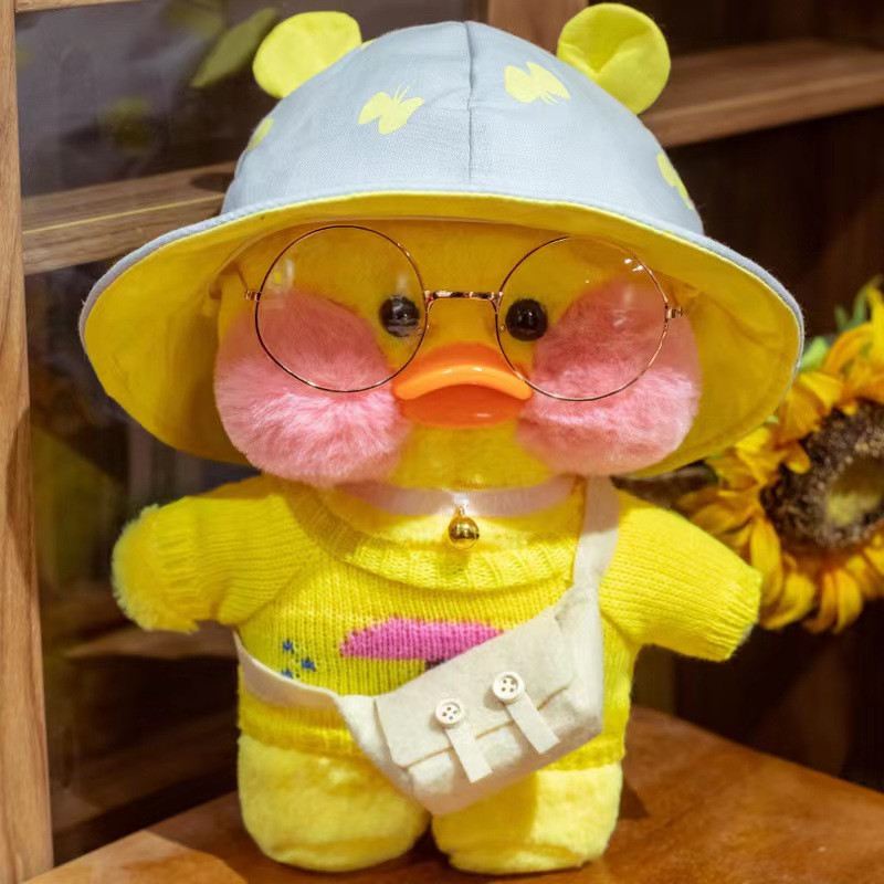 М'яка Іграшка Качка  Lalafanfan Сюзі Cafe Mimi  Оригінал Лалафанфан Жовта в Капелюсі, фото 1