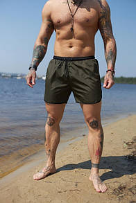 Шорти для пляжу від Intruder кольору хакі з чорним кантом
