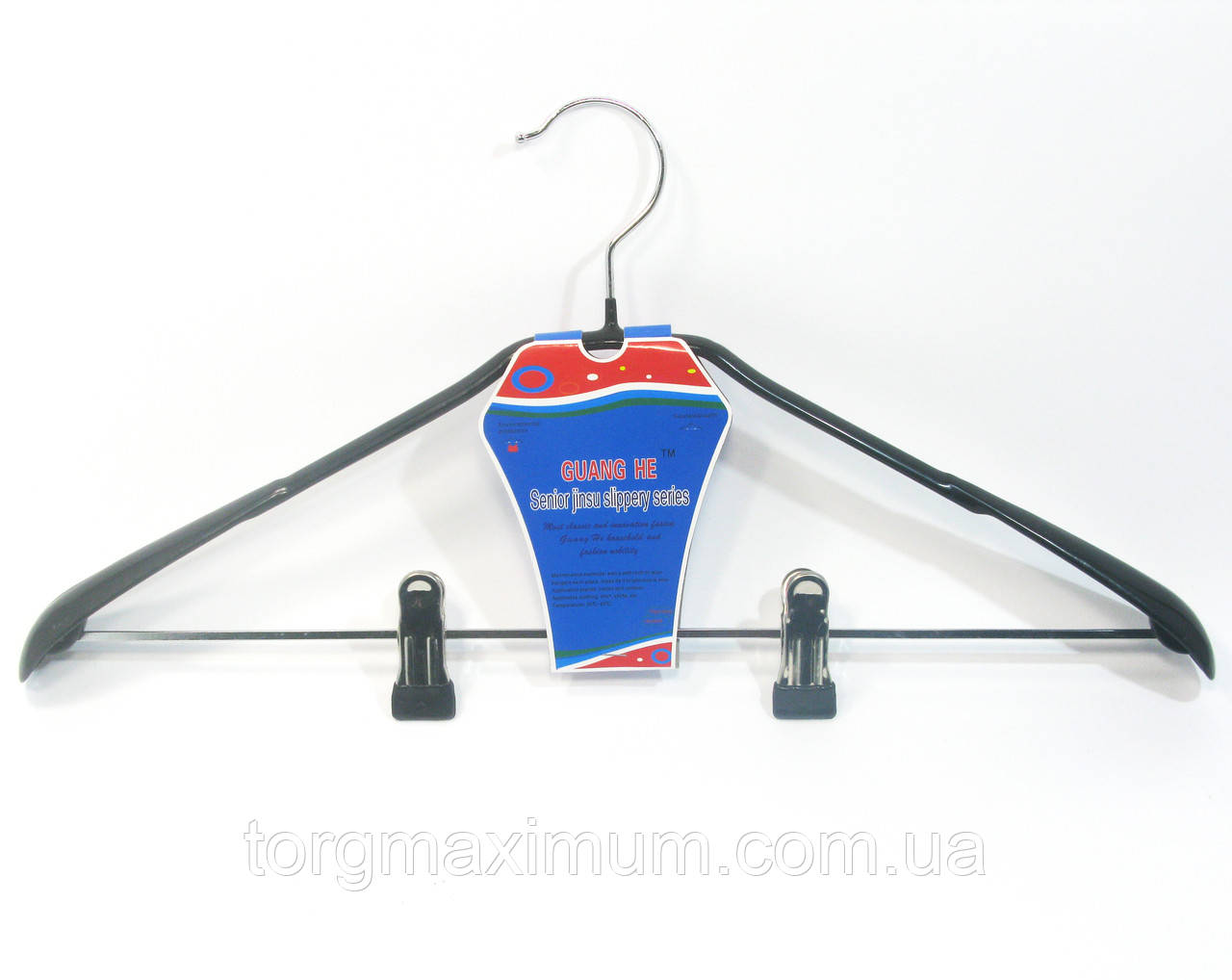 Вішак костюмний у чорному силіконовому покритті, фото 1