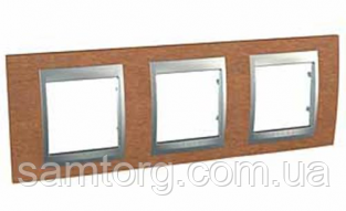 Рамка 3 поста черешня/алюміній Schneider Electric Unica Top, фото 1