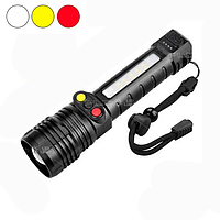 Ліхтар ручний PLD-H005-3PM10-TG +14SMD, білий, жовтий, червоний, zoom, кліпса, індикація заряду, ЗП Type-C
