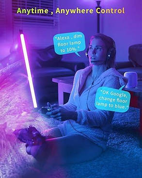 Кутовий підлоговий світильник LPDISPLAY працює з Alexa з пультом дистанційного керування, фото 3