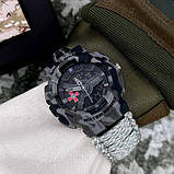 Тактичний багатофункціональний годинник Patriot 005CMGYSU ЗСУ Сірий камуфляж Паракордовий ремінець ACU + Коробка., фото 4