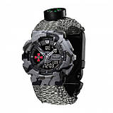 Тактичний багатофункціональний годинник Patriot 005CMGYSU ЗСУ Сірий камуфляж Паракордовий ремінець ACU + Коробка., фото 6