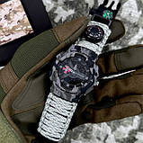 Тактичний багатофункціональний годинник Patriot 005CMGYSU ЗСУ Сірий камуфляж Паракордовий ремінець ACU + Коробка., фото 5