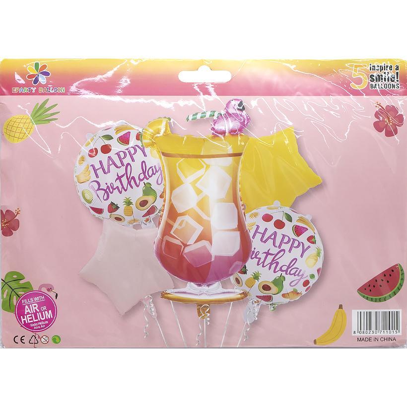 Набір фольгованих куль "Нappy Birthday" Коктейль