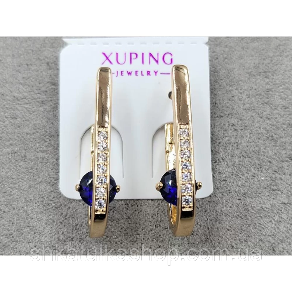 Сережки Xuping 2,7*27мм, англійський замок, 18к, фото 1