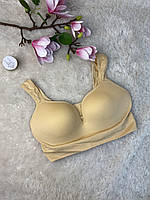 Toп 3D XS-S Ідеальна форма декольте Push Up бра без кісточок спортивний бежевий