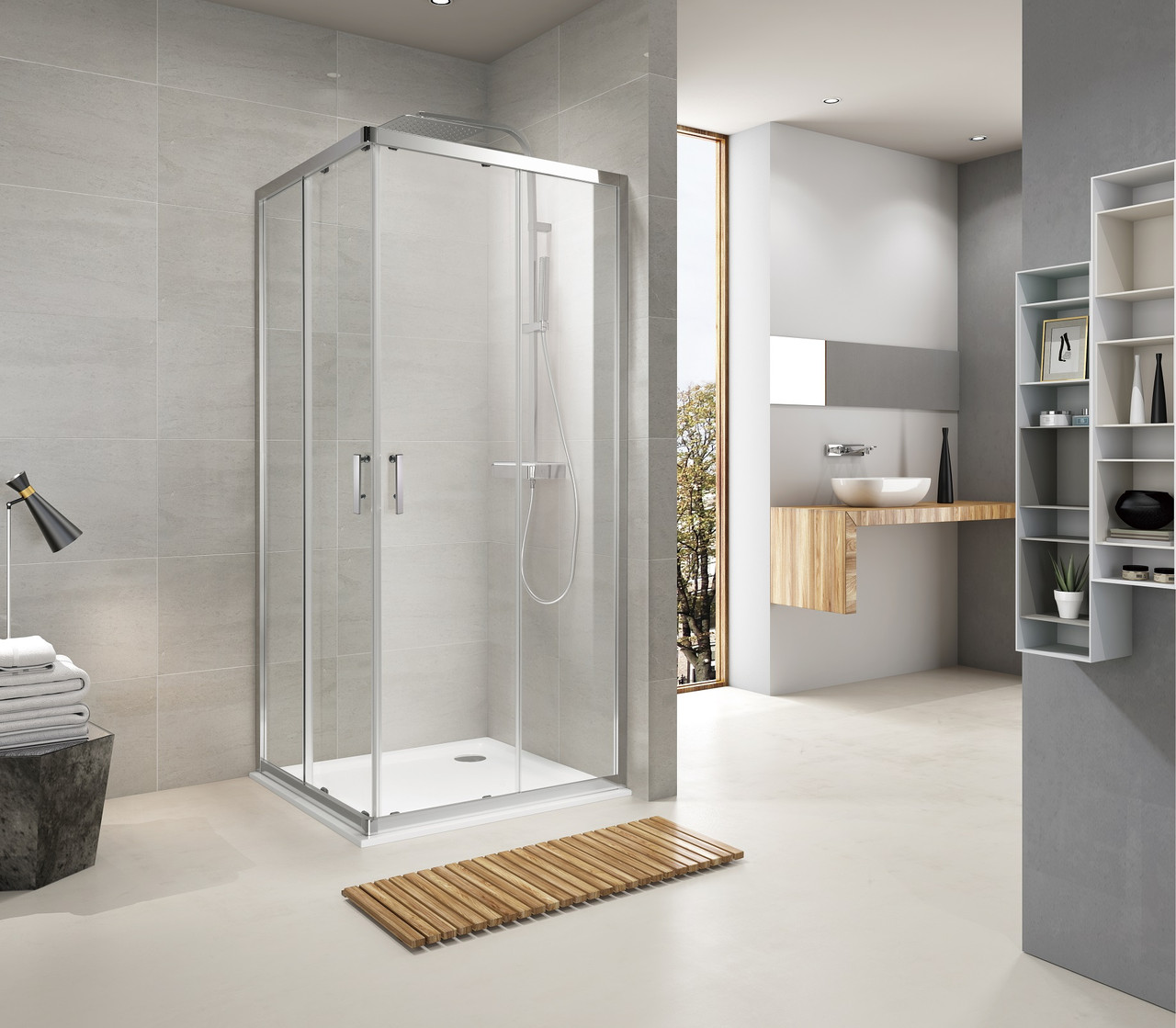 Душова кабіна Koller Pool GRACE G90SC 90x90x190 см без піддону прозоре скло розсувні двері