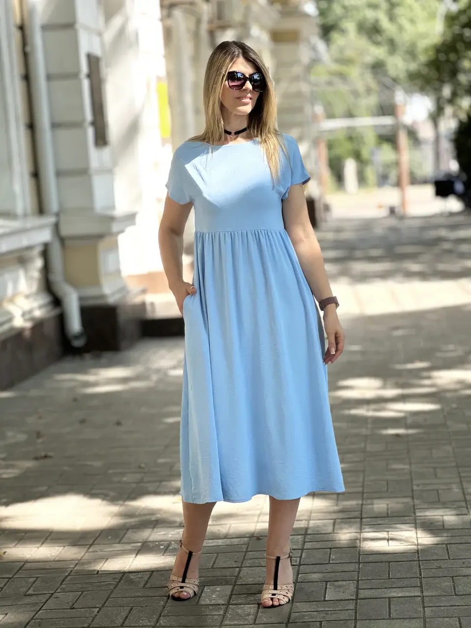 Жіноча літня сукня пошита з креп жатка, фото 1