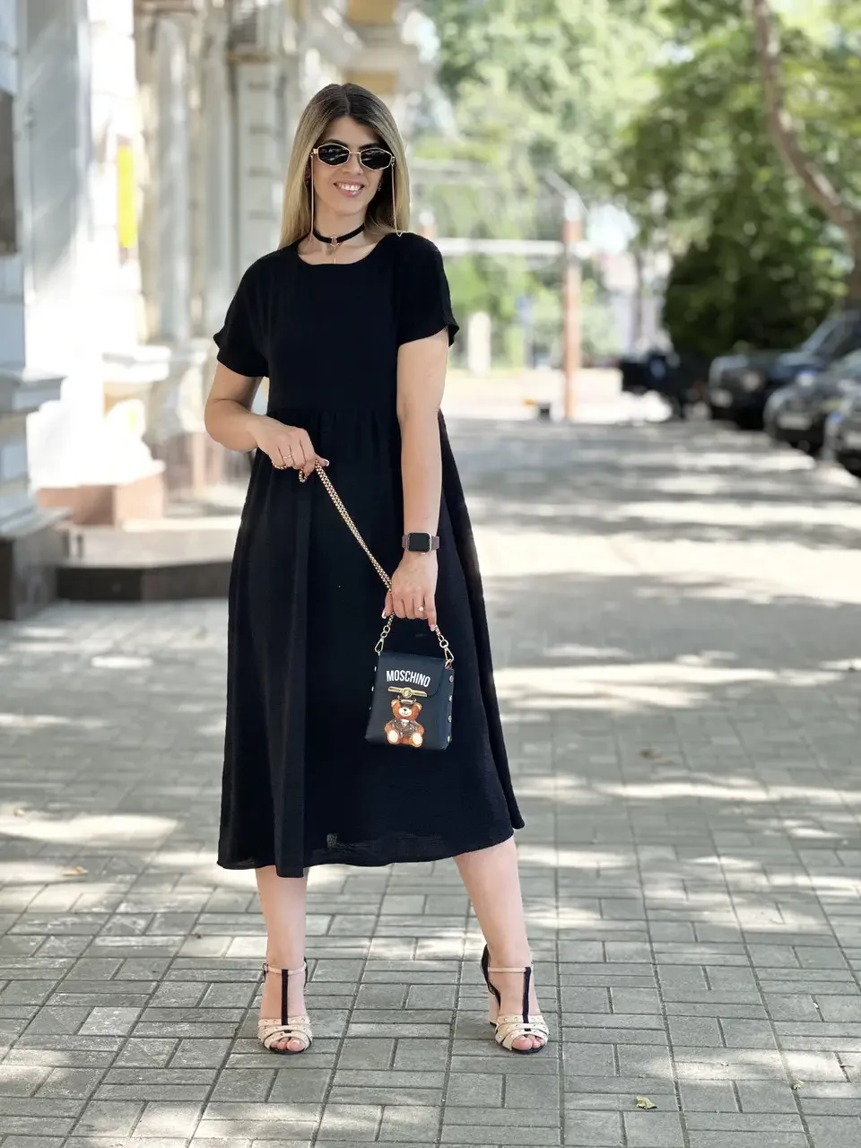 Жіноча сукня із завищеною талією нижче колін розмір 50-52