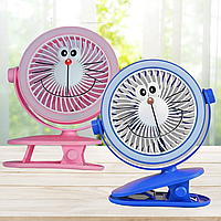 Переносний USB мінівентилятор Doroemon, акумуляторний, на прищіпці, з підсвіткою