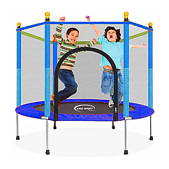 Дитячий батут із сіткою BB Producis 140см + 6 опорних ніжок (Синій)