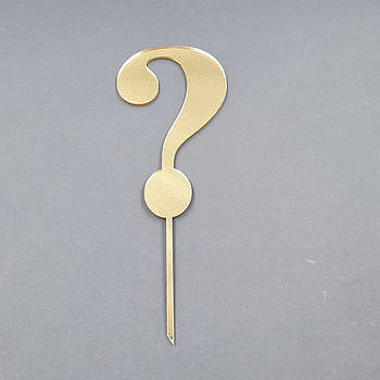 Топер акриловий гендерний Знак питання золото 6х16.5 см