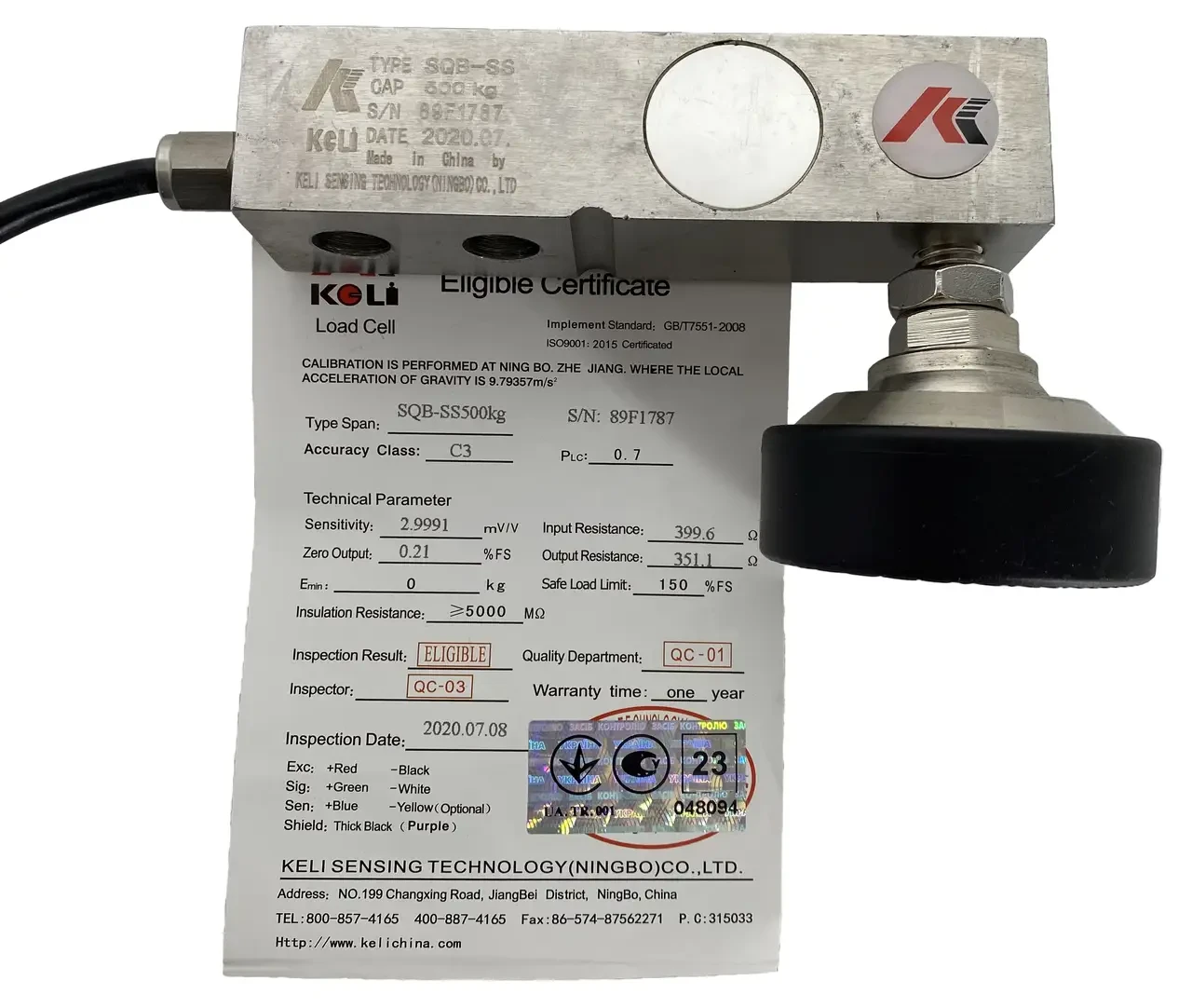 Тензодатчики ваги Keli SQB-SS 250-500kg (normal)