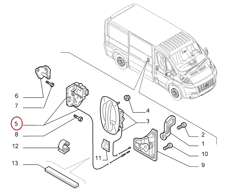 Замок бокових правих зсувних дверей Fiat Ducato 250, Peugeot Boxer 3, Citroen Jumper 3 (2006-2014), 1393801080, фото 1