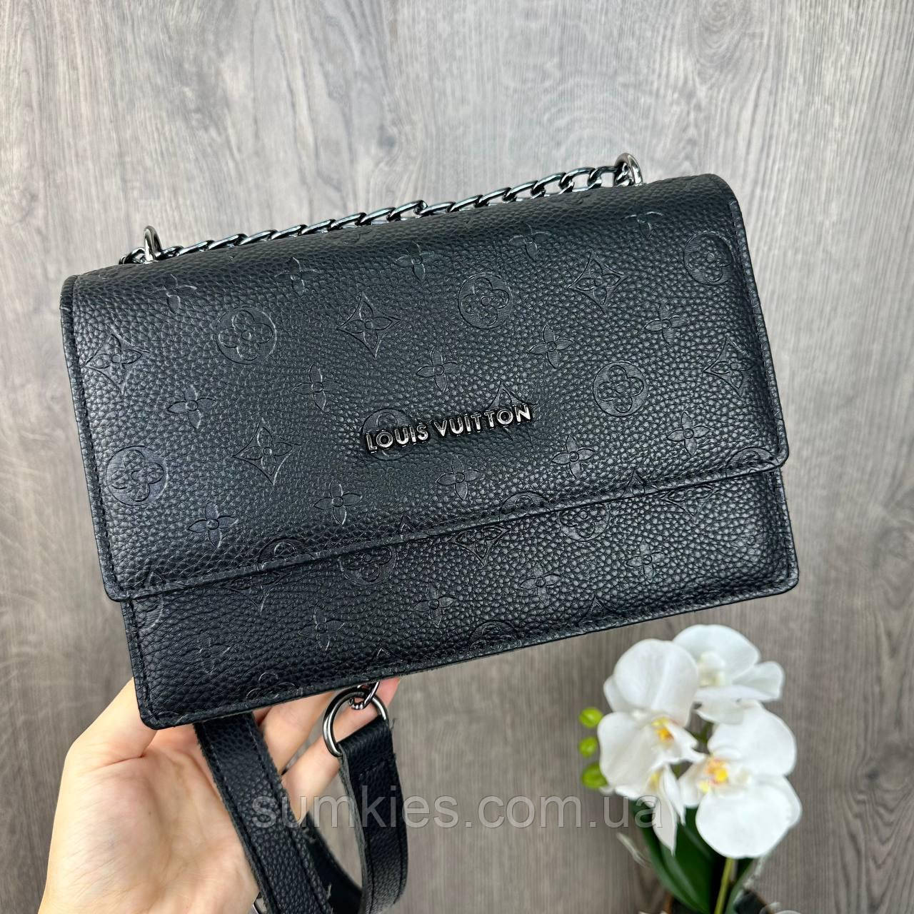 Жіноча міні сумка клатч на плече, якісна сумочка стиль Луї Вітон чорна, фото 1