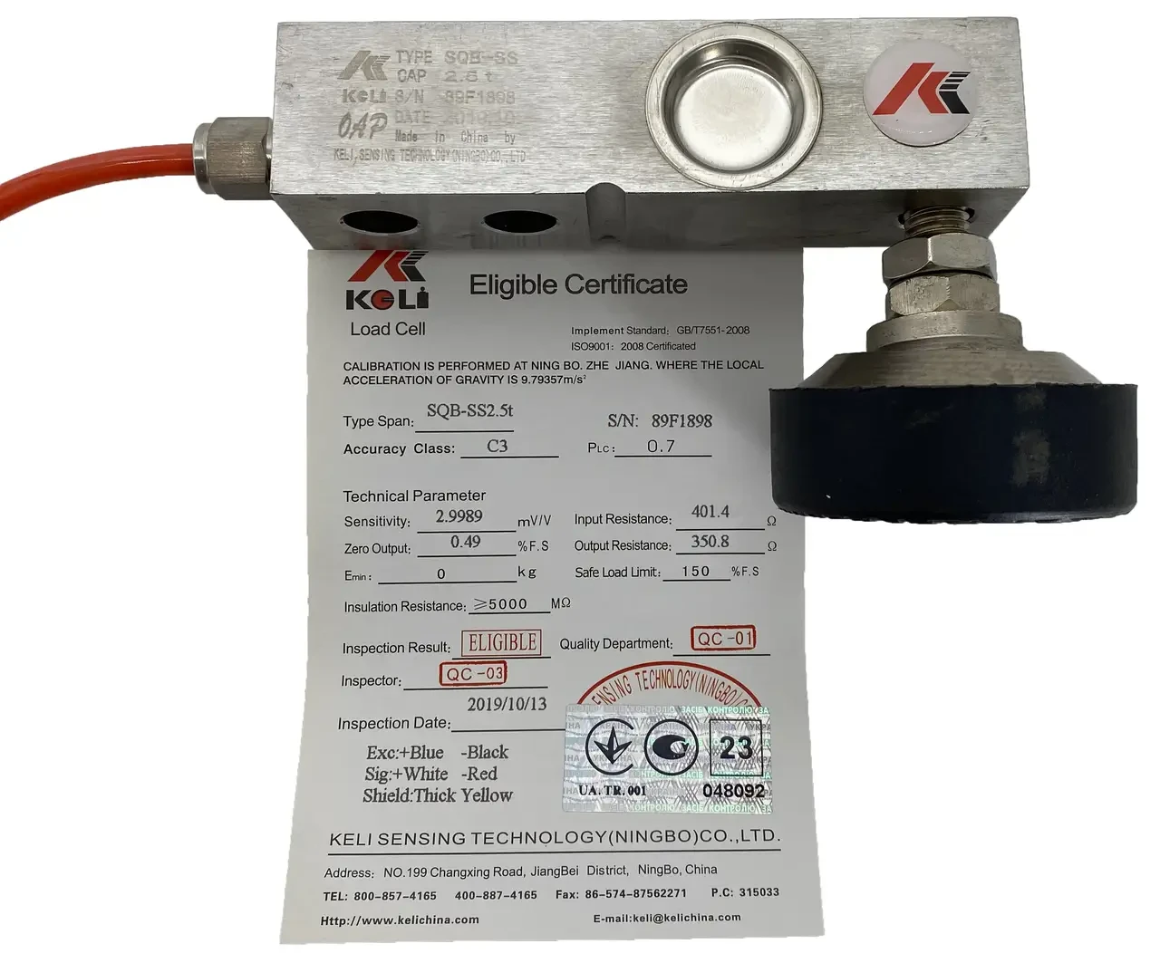 Тензодатчик ваги Keli SQB-SS 2,5t (OAP)