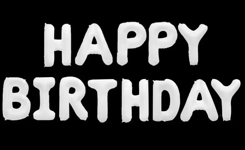 Кулі літери фольговані "Happy Birthday" білі Висота 40 см