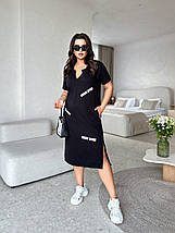 Літне плаття спорт із трикотажу бавовна з короткими рукавами з карманами великих розмірів, фото 2