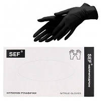 Рукавички нітрилові чорний без пудри нестерильні SEF розмір S (щільність 5 гр) 100 шт