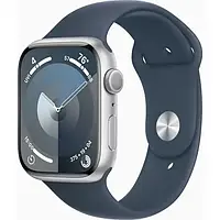 Apple Watch Series 9 GPS 45mm Silver Aluminium with Storm Blue Sport Band M/L MR9E3