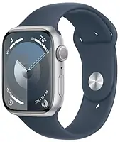 Apple Watch Series 9 GPS 45mm Silver Aluminium with Storm Blue Sport Band S/M MR9D3