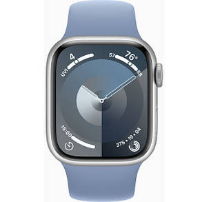 Apple Watch Series 9 GPS 41mm Silver Aluminium with Storm Blue Sport Band M/L MR913, фото 3